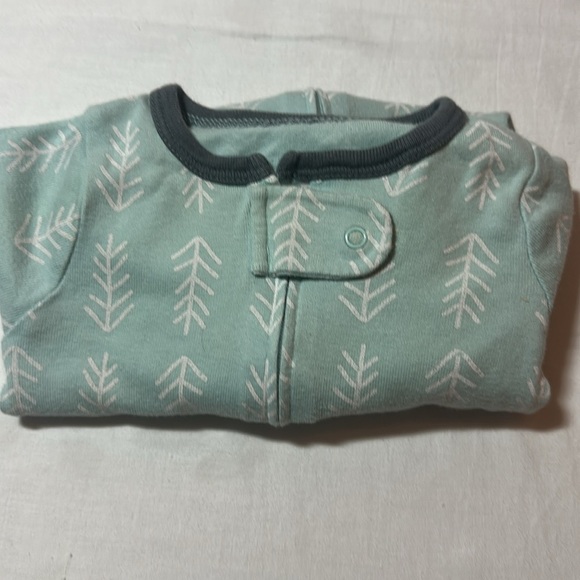 Cloud Island - Teal and White Patterned Footie Sleeper - Picture 1 of 4
